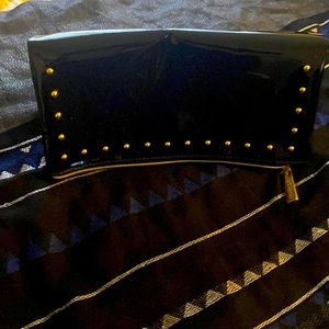 Estée Lauder Evening Bag Cosmetic Clutch. Black with Gold Studs. Vinyl. New.